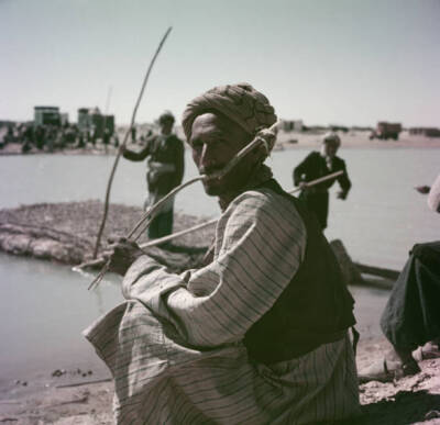 Helmand River Ferrymen Ferrymen wait to cross the River Helmand ne- 1960 Photo