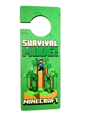 Mojang Minecraft SURVIVAL MODE Gamer Door Hanger Sign Minecraft