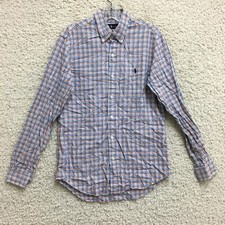 Ralph Lauren Button Down Shirt Small Adult Blue Plaid Long Sleeve Pony Mens S