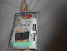 Hanes Ultimate Women's 3 Tagless Boxer Briefs Gray/White Panties Size 8/xl