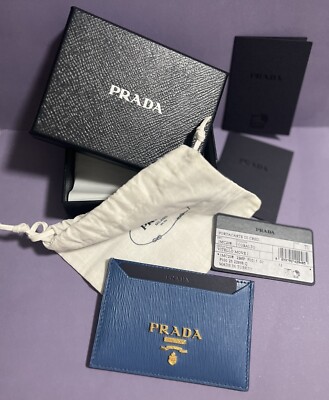 NEW Vitello Move Cobalt Blue Leather Card Case Wallet with Box