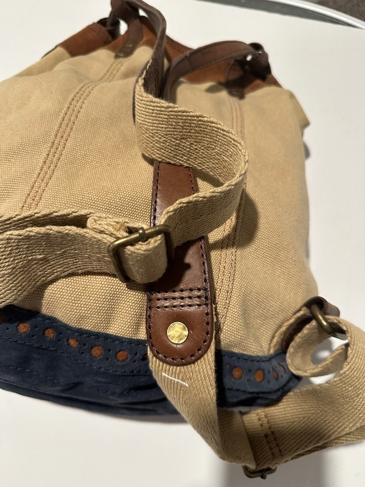 Lucky brand cinched backpack Tote bag canvas suede leather eBay