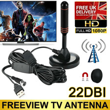 High Gain Freeview TV Aerial Indoor HD TV Antenna USB Magnetic TV Tuner