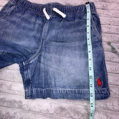 Polo Ralph Lauren Boy’s Size 14 Prepster Blue Denim Jean Shorts Drawstring Pony - Picture 3 of 8