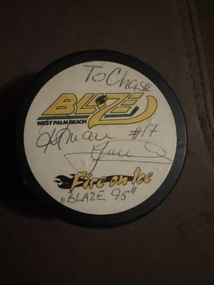 West Palm Beach Blaze Fire on Ice Signed Hockey Puck 