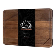 Walnut Wood Cutting Board 18x12" with Juice Groove for Kitchen Countertop, US...