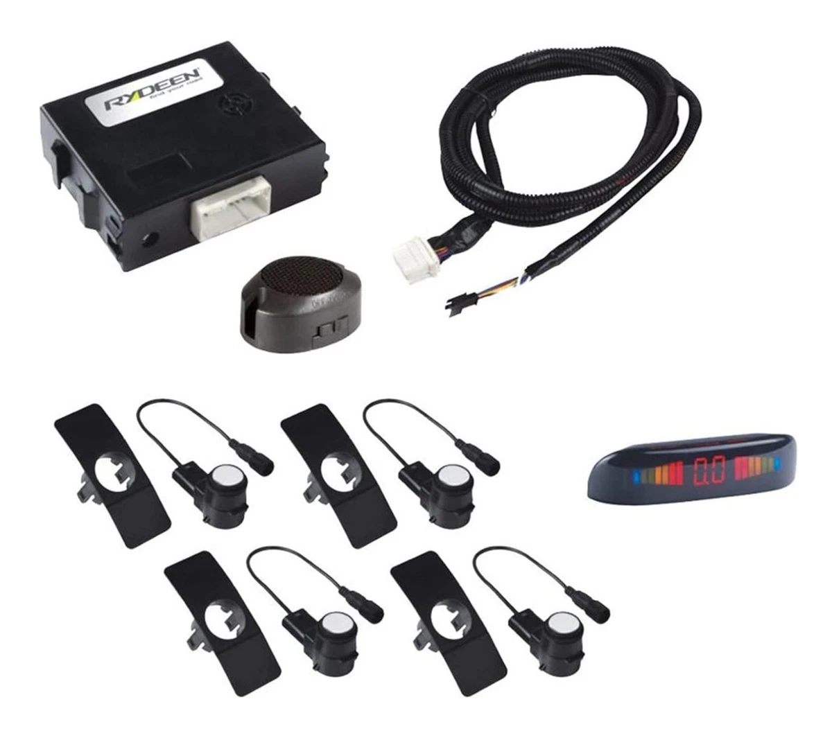 Kit De 4 Sensores De Estacionamiento Traseros Con Zumbador (color Plateado, CT Silver)