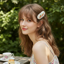 Cute Fruit Embroidered Lace Hair Clips 2Pcs Knit BB Hair Pins for Girls