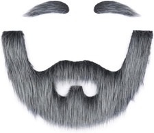 Fake Beard Self Adhesive Fake Mustache and Eyebrows Grey Fake Mustaches Set Nove