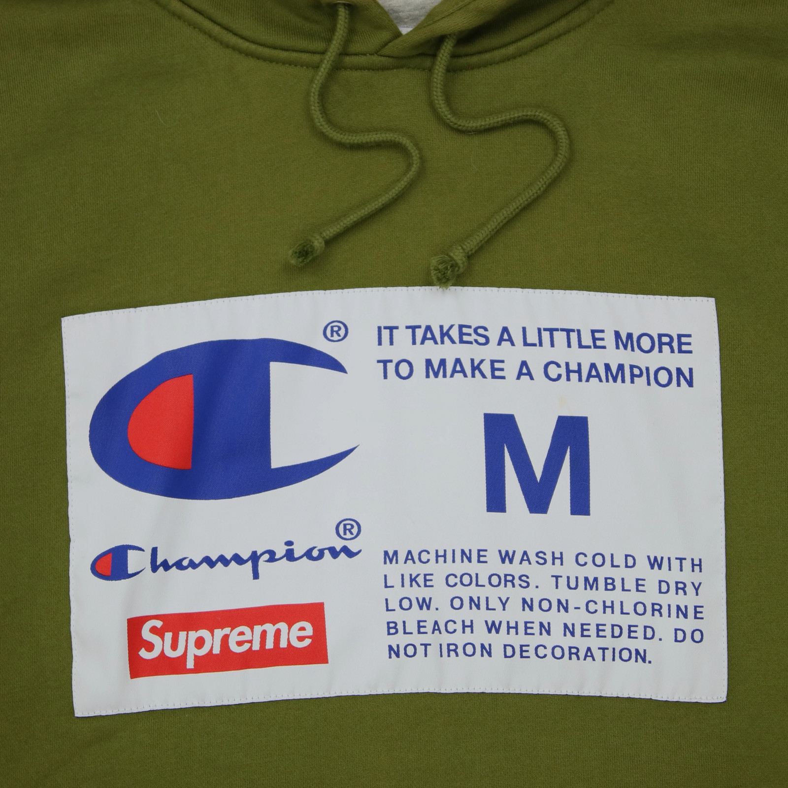 Supreme x Champion Label Hoodie Size Medium Green image 3