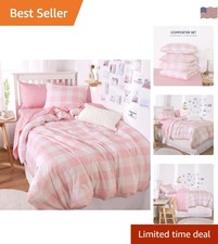 Charming Gingham Comforter Set - Twin/Twin XL, Lightweight Microfiber Bedding