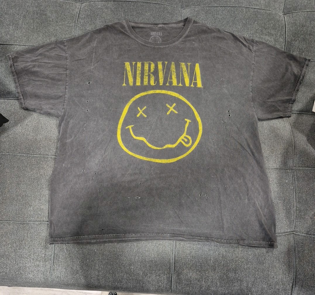 Nirvana Nevermind Distressed Oversized Graphic Ba… - image 1