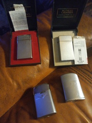 LOT OF 4 MID CENTURY RONSON , SCRIPTO LIGHTERS In Cases