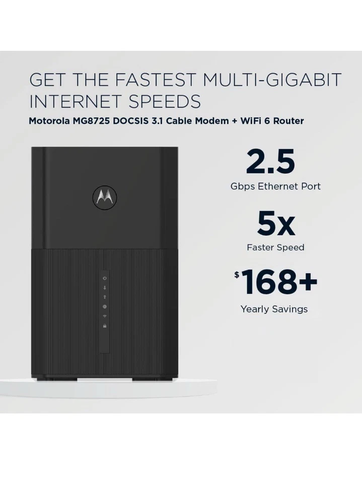 Motorola MG8725 DOCSIS 3.1 Cable Modem & AX6000 WiFi 6 Router - Image 2 of 2