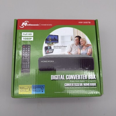 Mediasonic HomeWorx HW130STB Digital Converter Box 1080p ATSC DVR USB PVR Remote