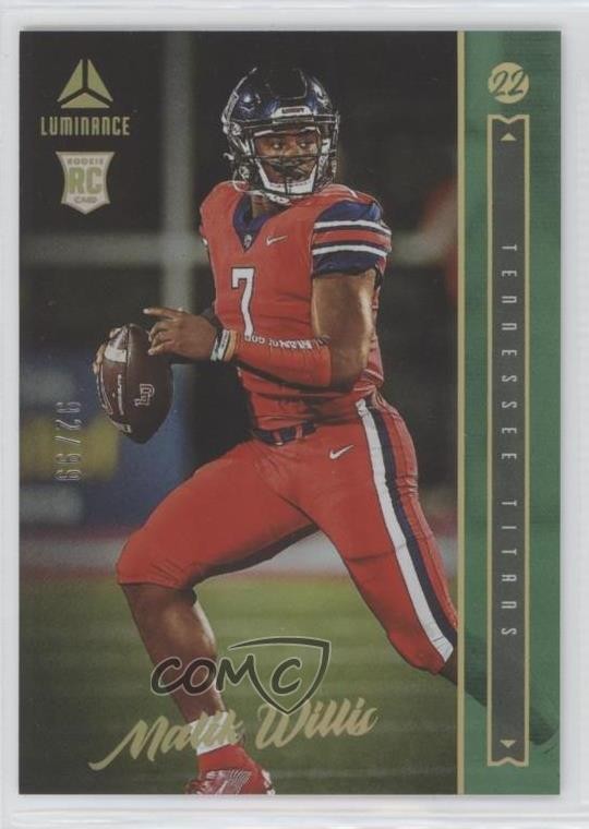 2022 Panini Luminance Rookie Green 92/99 Malik Willis #103 Rookie RC 0s55