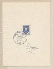 France 1954 N° 1005 Blason Saintonge 1er jour signé par son dessinateur R. Louis