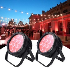 2pcs 12x18W RGBWA UV 6in1 Waterproof LED Par Light Outdoor Battery Power Uplight