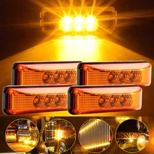 4pcs 3LED Side Clearance Marker Lights Light for Jeep Truck Trailer RV Amber 4"