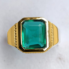 Emerald Gemstone Handmade With 925 Sterling Silver Men's Stylish Ring All Size