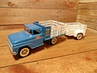 VINTAGE SET TONKA FARMS 1950-60's FORD STAKE BED TRUCK & STEP SIDE TRAILER