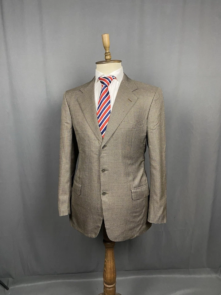 Chaqueta Blazer Brioni Palatino Hombre Marrón Beige Lana Estructurada Seda Ta... - Imagen 2 de 4