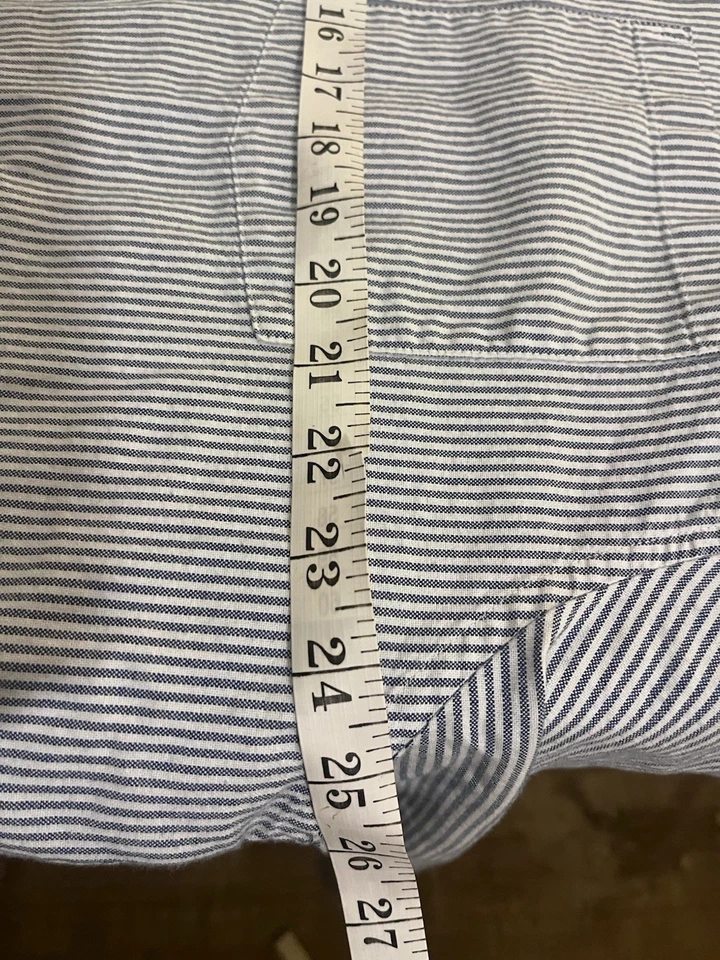 Camisa de vestir Basic Editions para hombre 4XLT azul blanco a rayas mangas largas con botones Foto 4 de 4