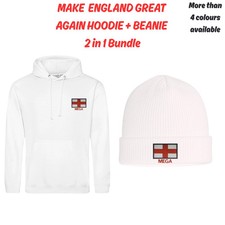 England MEGA Beanie + Hoodie 2 in 1 Bundle Embroidery | Make England Great Again