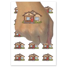 Traditional Craftsman Style House Home Temporary Tattoo Fake Body Art