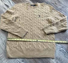 Polo Ralph Lauren Cable-Knit Wool And Cashmere Crew Neck Sweater Blue Label Sz M