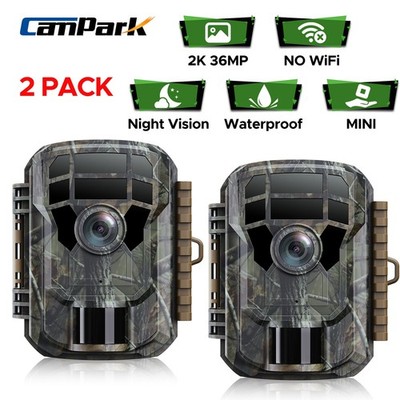 2Pcs Campark Trail Camera 2K 36MP Hunting Game Camera  120° Wide Angle No wifi
