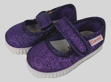 CIENTA Infant Girls 2.5 US Purple Sparkle Canvas Mary Jane Fruity Outsole SPAIN