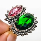 Emerald Quartz, Amethyst (Lab-Created) Gemstone 925 Silver Plated Ring s.8 TR7-1 — photo 2