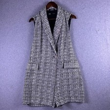 Zara Romper Womens Large Black Tweed Button Front Mini Vest Suit Dress Cocktail