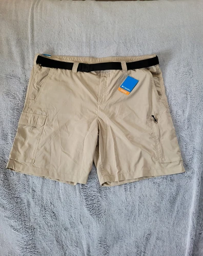 Pantaloncini cargo Columbia da uomo taglia 50 Silver Ridge Utility marrone chiaro 10 con cuciture interne nuovi con etichette