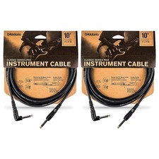 D'Addario Classic Pro Series Instrument Cable, Right Angle Plug -10 ft. - 2-Pack