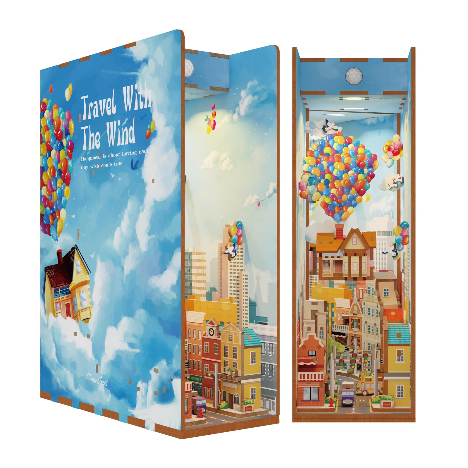 Tonecheer DIY Book Nook Kit for Adults,3D Wooden Puzzle One Size, Multi