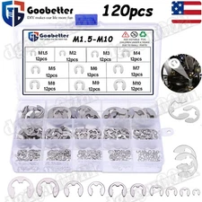 120pcs E-Clips Circlip Assortment Set 1.5-10mm C-Clips External Retaining Rings