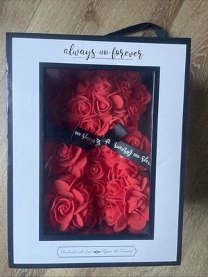 Rose Bear In Gift Box Always & Forever Rose Teddy Bear