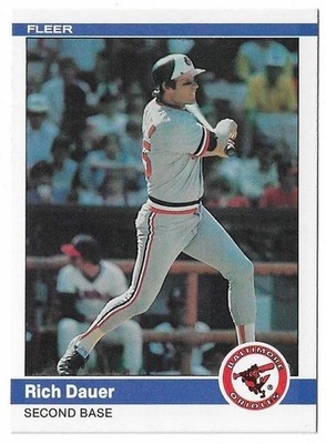 1984 Fleer Baseball Rich Dauer Card #4 Baltimore Orioles