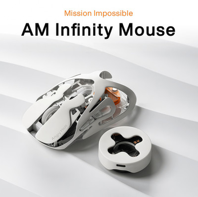 Angry Miao Infinity Ergo Mouse 49g Wireless Tri-Mode Gaming Cloud White Kit