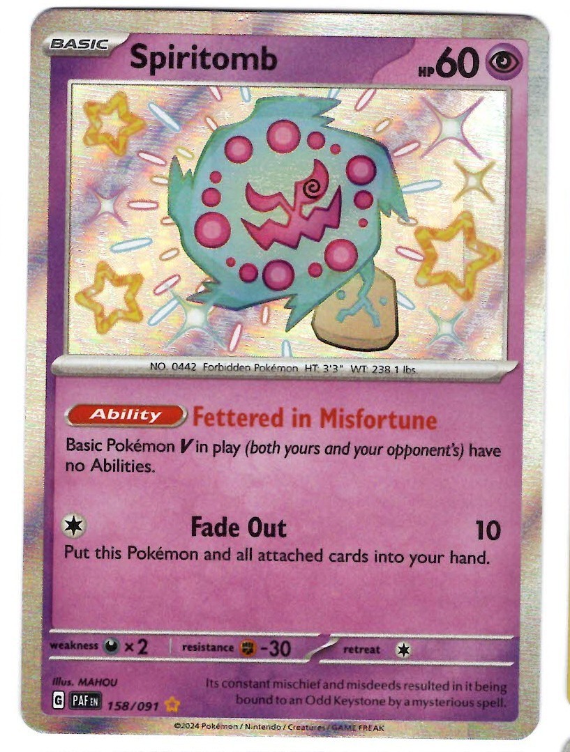 Spiritomb 158/091 SV: Paldean Fates Holo, NM