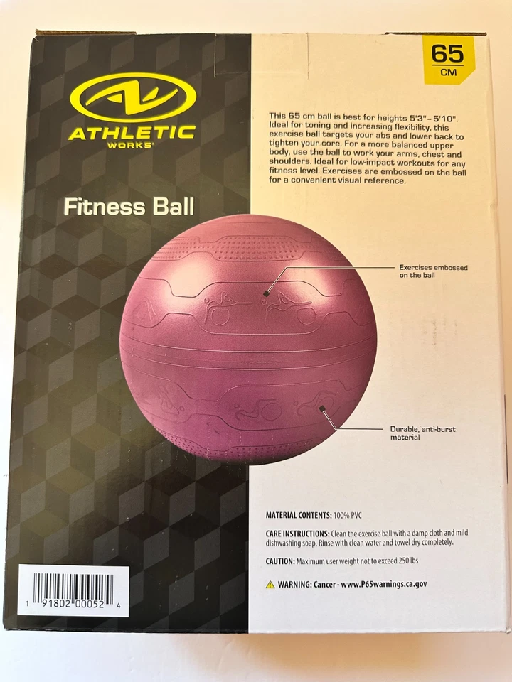BOLA FITNESS ATLETIC WORKS BOMBA 55CM E INSTRUCCIONES INCLUIDAS Foto 2 de 4