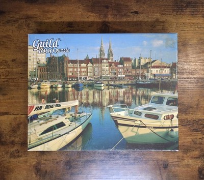 Whitman Guild Vtg Oostende Harbor Belgium 1000 Piece Puzzle 4710-38 (21.5x27.5)