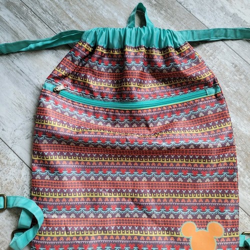 Disney Parks Animal Kingdom Safari Print w/ Mickey Drawstring Backpack Boho Bag - Picture 6 of 12
