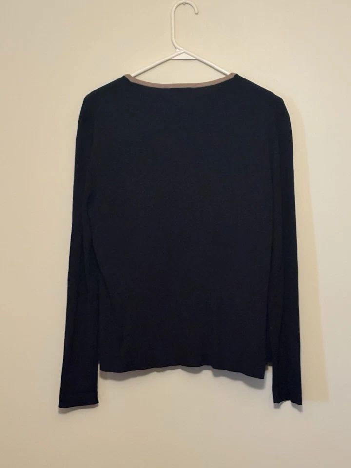 Conjunto de suéter y camiseta sin mangas cárdigan Ann Taylor LOFT 2 piezas 100 % seda talla L azul marino Foto 3 de 4