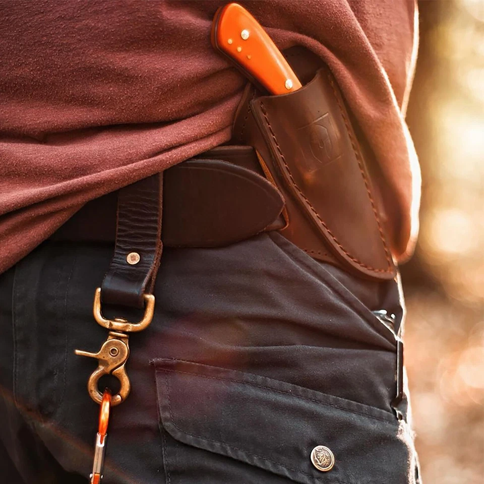 Funda de cuero de grano superior BattlBox Ketchikan de Ross Kommer D2 hoja fija de acero Foto 4 de 4