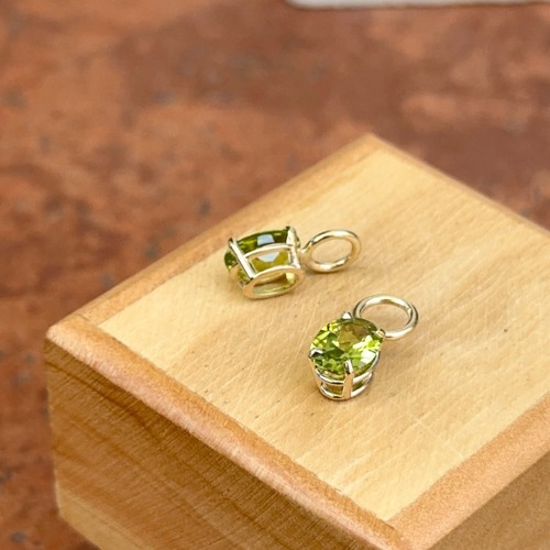 Custom 14KT Yellow Gold Peridot Oval Earring Charms Add To hoops 8mm x 6mm - Picture 3 of 7