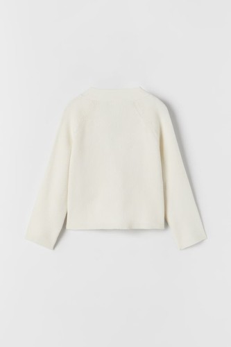 ZARA RIBBED KNIT V NECK LONG SLEEVE CARDIGAN SWEATER ECRU 6458/669/712 - Picture 3 of 8