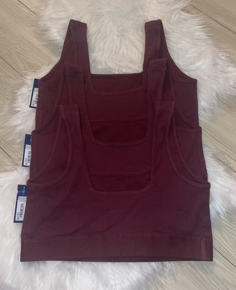 Sujetadores bralettes acanalados de algodón con cuerpo de 3 huecos sin relleno sin alambre para mujer L grande granate Foto 4 de 4